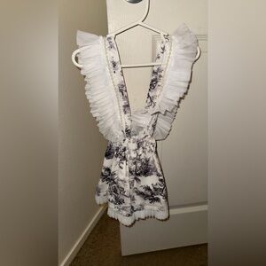 Chic Ruffle Kids Dress in Black and White Floral